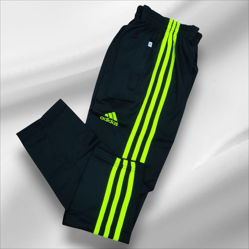 Men’s Sports Trouser – Black with Neon Green Stripe Trendy Wear